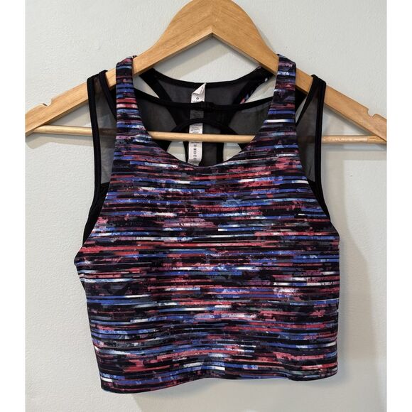 Lululemon Sports Bra Break Free Crop Tank Hinshu Alpine White Multi Black Size 4 - Picture 1 of 7